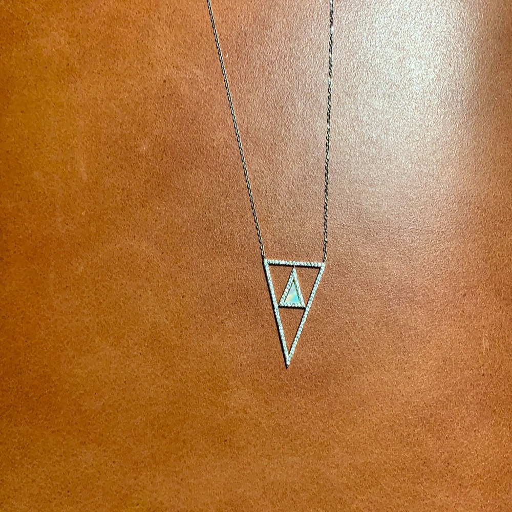 Silver cz and mother of pearl necklace